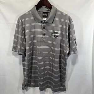 Harley-Davidson Men's Smokey Mountain Grey Striped‎ L Polo